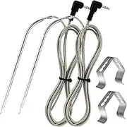 2Pcs Replacement Meat Probe with 2 Probe Clips Stainless Steel Plug Temperature Probe Precise High Temperature Meat Probe Food Grade Smoker Thermometer Probe Effortless to Clean for BBQ Grilling.