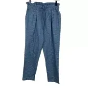 Anthropologie Seen Worn Kept Paper Bag Blue Geometric Print Trouser Pants Medium