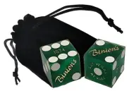 Genuine Binion's Las Vegas Casino Craps Dice Green Frosted Matching #s + Pouch
