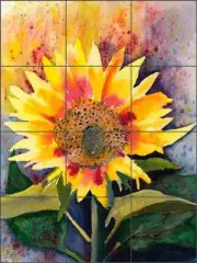 Tile Mural Backsplash Ceramic Neufeld Sunflower Floral Flower Art PNA007