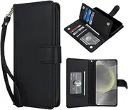 [Procarcasa] for Galaxy A55 Wallet Case,for Sasmung Galaxy A55 5G Case[7 Card Holders][Wrist Strap] PU Leather Wallet Shockproof Stand Kickstand Magnetic Clourse Phone Cover-Black