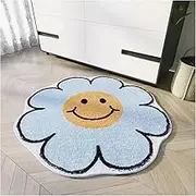Non Slip Bath Mat Nordic Rug Smiley Flower Rug Bedroom Bedside Carpet Furry Doormat Non-Slip Bath Mat Living Room Chair Mats Home Decor Tapis Non Slip Mat (Color : Door Mat S2, Size : S Diameter 60c