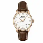 送禮首選★MIDO BARONCELLI 玫瑰金機械男皮帶錶/M86002268 附提袋【全館滿額折價★APP下單點數4倍送】線上購買享_實體門市同步服務