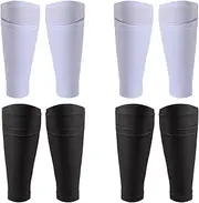 Justivana 4Pairs Soccer Shin Guard Socks Breathable Soccer Shin Guard Sleeves Shin Pads Holder for Kicking Running Cycling L