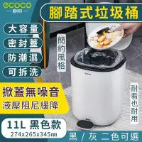 在飛比找Yahoo!奇摩拍賣優惠-ecoco 台灣現貨 腳踏式垃圾桶 二色 收納桶 廚餘桶 垃