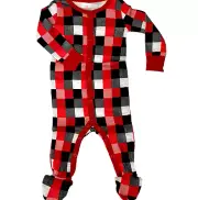Buffalo Plaid Sleeper Pajamas Red Black Lumberjack Size 6m