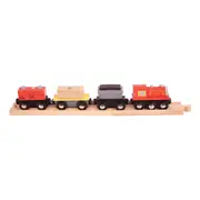 Bigjigs Rail Freight Train Wooden Cargo Train with Magnetic Carriages