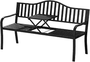 Gardeon Outdoor Garden Bench Seat, 151cm Length Wooden Benches Relax Lounge Chair Dining Chairs Lounger Park Patio Porch Backyard Terrace Balcony, 3pcs Water-Repellent with Hidden Table Vintage Black