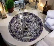 Luxury Agate Stone Round Kitchen Sink | Handcrafted White Agate Bathroom Basin