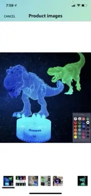 Dinosaur T-Rex 3D Illusion Night Light with Remote & Smart Touch 16 Colors
