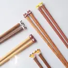 Wooden Long Chopstick Elk Bear Panda Baby Training Chopsticks Cooking Tools
