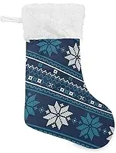 Amooorous Blue and White Christmas Stripes Modern Christmas Stocking Stockings for Family with Plush Cuff Large Xmas Stockings Rustic Christmas Decor for Christmas Tree Bed Farm
