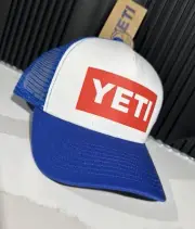 YETI American Logo Badge Snap Back Trucker Hat Red White & Blue MSRP $25