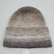 Aqua Space Dyed Wool Ribbed Knit Beanie Hat Women's One Size Neutral