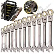 6-19mm Metric Flexible Head Ratcheting Wrench Combination Spanner Tool Set