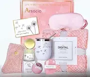 Luxury Self-Care Gift Basket for Women – Get Well Soon, Birthday, Valentines & Best Friends Gifts with Relaxing Spa Essentials, Flannel Blanket, Mug