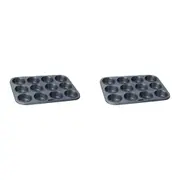 2x Wiltshire Easybake Non-Stick 12 Cup Cupcake/Muffin Pan Baking Tray 7x3cm