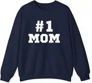 [Generic] #Mom Number One Mom Mama Mother Funny Mother's Day Sweatshirt for Adults Crew Neck Long Sleeve Pullover