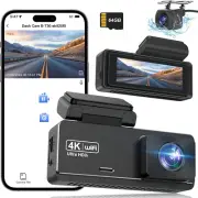Dash Cam Front and Rear Camera 4K, Wifi Dash Camera for Cars Front and Rear with