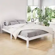 Bed Frame Wooden Double Size, White Classic Platform Bed Base with Headboard, So