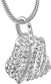DOTUIARG Crystal Heart Locket Pendant Cremation Urn Necklace Stainless Steel Ashes Urns Jewelry Funeral