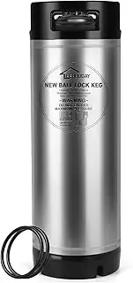[Ferroday] New 5 Gallon Ball Lock Keg, Stainless Steel Corny Keg with Ball Lock Post, Portable Mini Beer Keg with Dual Rubber Handle, Gasket Set for Commercial Home Brewing