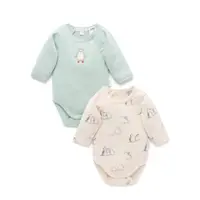 在飛比找momo購物網優惠-【Purebaby】澳洲有機棉 嬰兒短袖包屁衣2件組(新生兒