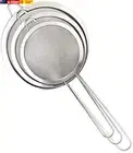 Set of 3 Food Colanders - Stainless Steel Premium Fine Mesh Strainer Sieve Flour
