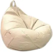 UYSOFRCV Bean Bag Covers Without Filling, Premium Cotton Canvas Chair Lazy Lounger Storage Sofa Slipcover with Handle with Side Pockets for Adults and Kids,Beige,L