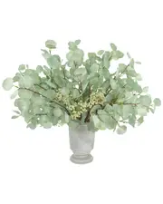 Creative Displays Silver Dollar Eucalyptus Arranged In Traditional Stone Vase