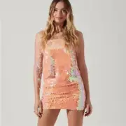 ASTR the Label Sequin Crop Top Sz xS – Pink/Peach Cami Party Festival