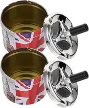 Tabletop Ashtray Push-down Mechanism Metal Ashtray for Home Office Car