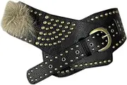 [ESOMAVRIX] Rivet Studded PU Corset Adjustable Waistband Wide Belt Women Waist Cincher Cool Waistband Punk Styles Waist Decoration/2024