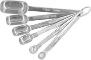 Measuring Spoon Set, Gigicial 6PCS Stainless Steel Measuring Cups Rectangle Cooking Utensils with Buckle Stackable Measuring Spoons for Kitchen (Silver)