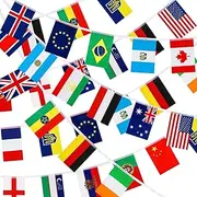 100 Countries String Flag, 14 × 21cm, Washable, does' t fade, International Flags, World Flag Banner Decorations for School, Garden, Sports Game Events, Grand Opening, Classroom, Party, 29M, 100PCS