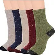 [Azue] Womens Warm Thick Wool Socks Winter Athletic Socks Soft Cold Knit Sock Cozy Crew Casual Socks Hiking Outdoor