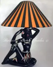 PLASTIC RIBBON "LARGE" COOLIE ORANGE & BLACK LAMPSHADE for BARSONY LADY LAMP