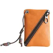 Leather Solid Zipper Coin Purse Wallet For Men Women