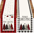Set of 2 Christmas Table Runner, 2Pcs Buffalo Linen Christmas Trees Dining Tabl