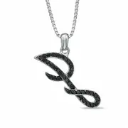 0.25 CT. T.W. Enhanced Black Natural Diamond "J" Initial Pendant in Sterling Silver