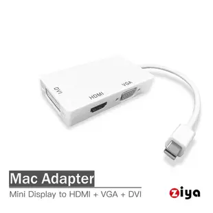 ZIYA Mac 轉接線 MiniDisplayPort 轉 VGA HDMI DVI