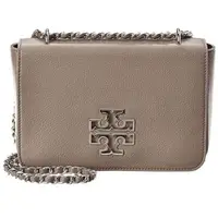 在飛比找momo購物網優惠-【TORY BURCH】BRITTEN法國灰大鏤空LOGO皮