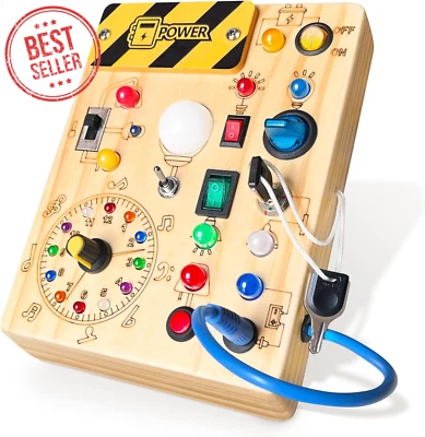 Montessori Busy Board Wooden Sensory Toy for Toddlers Age 1-3 Travel Toy