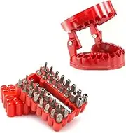 Denture Screwdriver Bit Organizer Holder with Magnetic Base,Drill Bit Holder with 32Pcs Bits and 1 Extension Socket