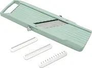 Benriner BN-1GR Japanese Handheld Mandolin Slicer with Three Interchangeable Stainless-Steel Blades-Ivory, Vegetable Fruit Cutter Peeler, Stainless Steel, Green