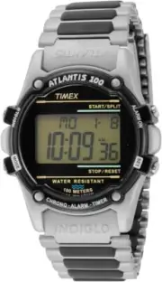 TIMEX TW2U31100 Atlantis 100 Quartz Watch 100M Waterproof Black Silver Unisex