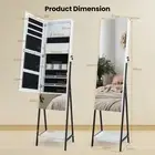 Lockable Jewelry Organizer with Frameless Full-Length Mirror & LED Lights