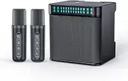 zolyet Karaoke Handheld Wirel Speaker with 2 Microphone TF Card Light BT Portable Speaker Set Rechargeable 10W Stereo Sound Effect for Birthday Par Home KTV Black