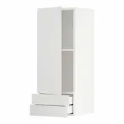 METOD / MAXIMERA wall cabinet with door/2 drawers, white/Stensund white, 40x37x100 cm