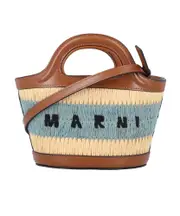 Marni Logo-Embroidered Striped Micro Bag One size Brown